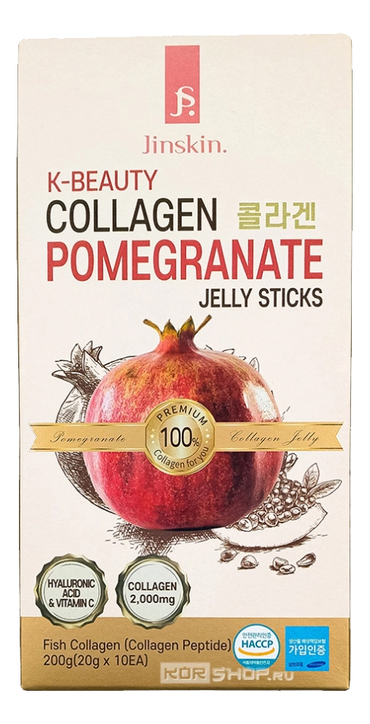 Коллагеновое желе с соком граната в стиках Collagen Pomegranate Jelly Sticks 20г: Желе 10шт