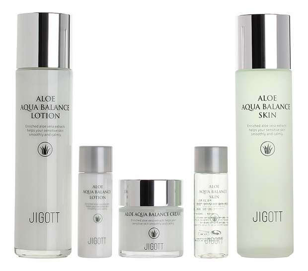 Набор для лица с экстрактом алоэ вера Aloe Aqua Balance Skin Care 3 (тонер 150/30мл + лосьон 150/30мл + крем 50мл)