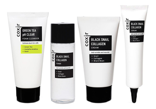 Набор для лица с коллагеном и муцином черной улитки Black Snail Collagen (тонер 30мл + пенка 30мл + сыворотка 15мл + крем 20мл)
