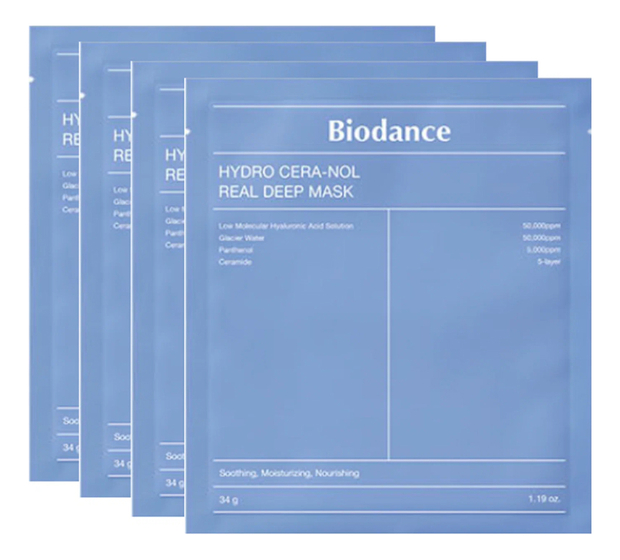 Глубокоувлажняющая гидрогелевая маска для лица Hydro Cera-Nol Real Deep Mask 34г: Маска 4шт