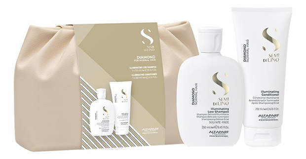 Набор для волос Semi Di Lino Diamond Illuminating Duo (кондиционер 200мл + шампунь 250мл + косметичка)