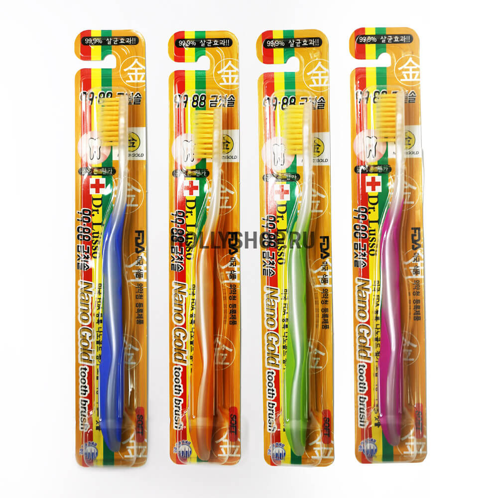 Зубная щётка с золотым напылением Dr. Lusso Nano Gold Toothbrush