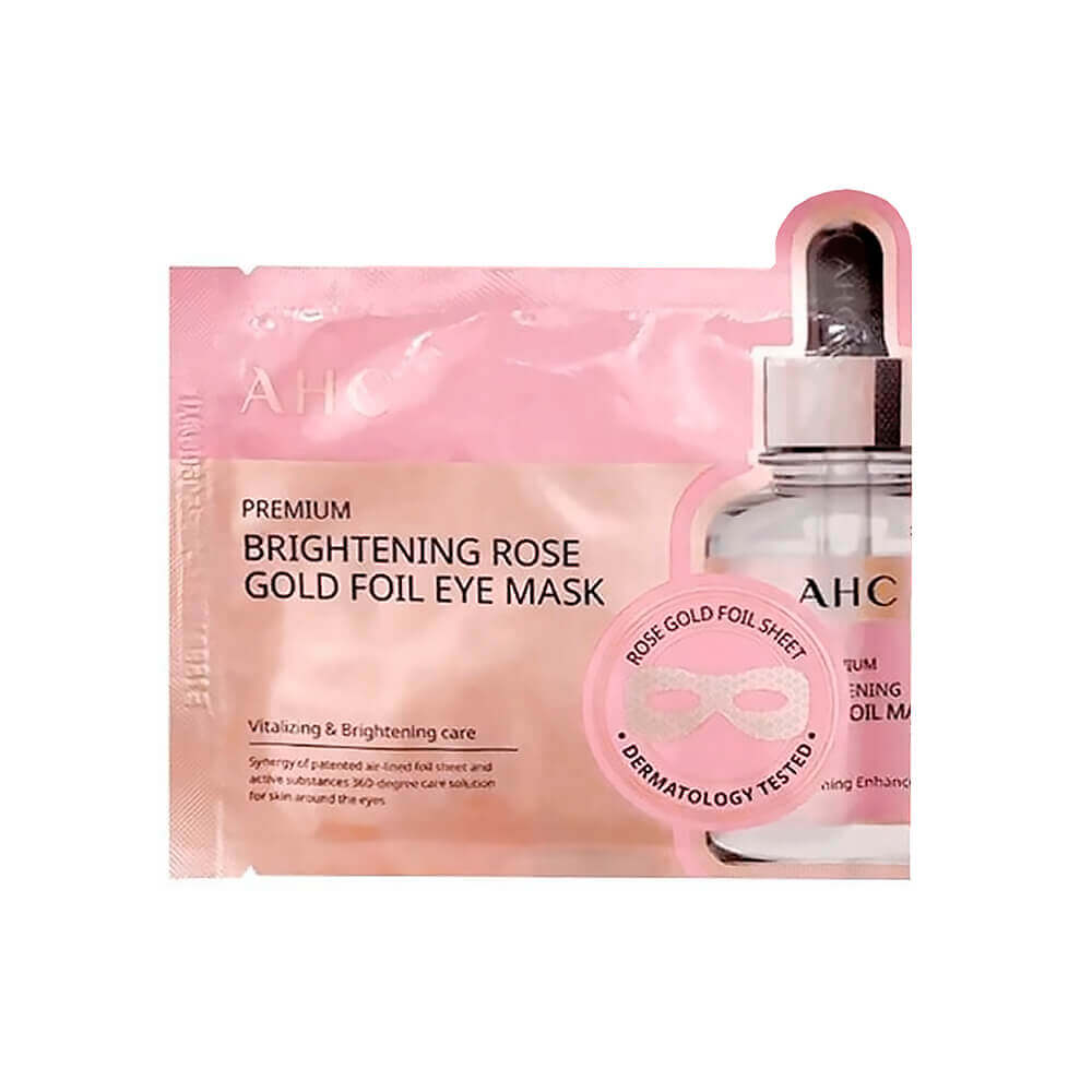 Трёхслойная фольгированная маска с розой для глаз AHC Premium Brightening Rose Gold Foil Eye Mask