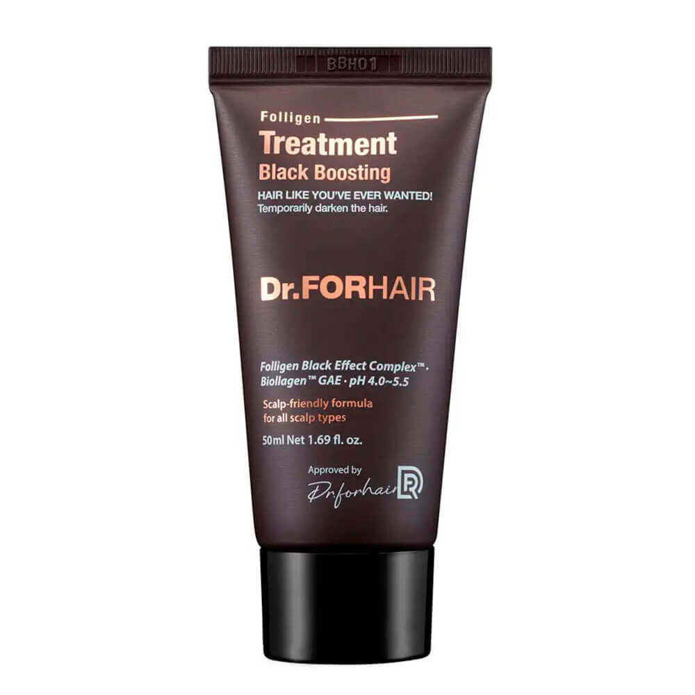 Чёрная укрепляющая маска для волос с тонирующим эффектом Dr.Forhair Folligen Black Treatment