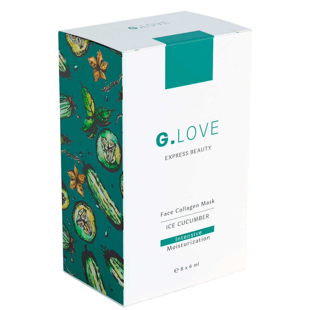Освежающая коллагеновая маска с огурцом G.Love Face Collagen Mask Ice Cucumber - упаковка 48 мл