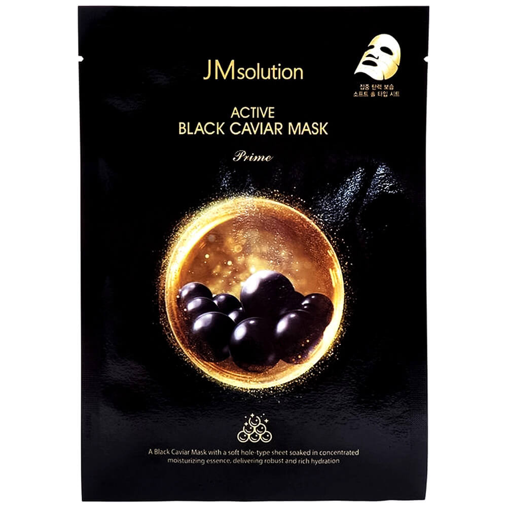 Антивозрастная тканевая маска с черной икрой JMsolution Active Black Caviar Mask