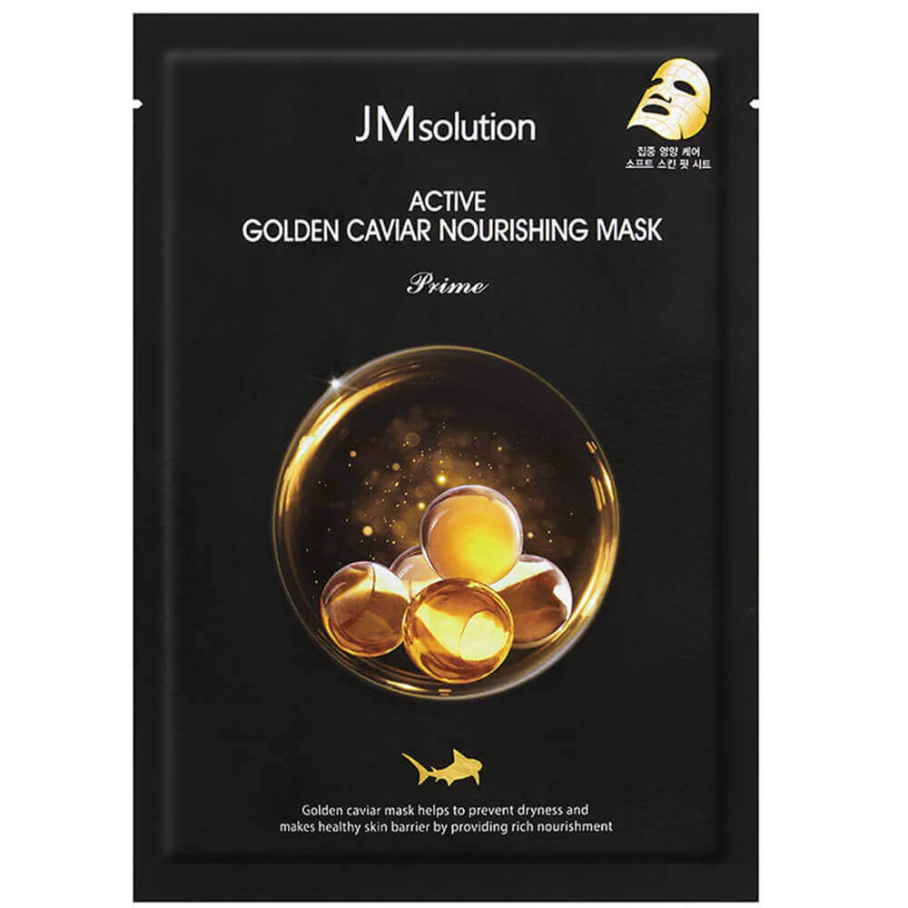 Ультратонкая тканевая маска с золотом и икрой JMsolution Active Golden Caviar Nourishing Mask Prime