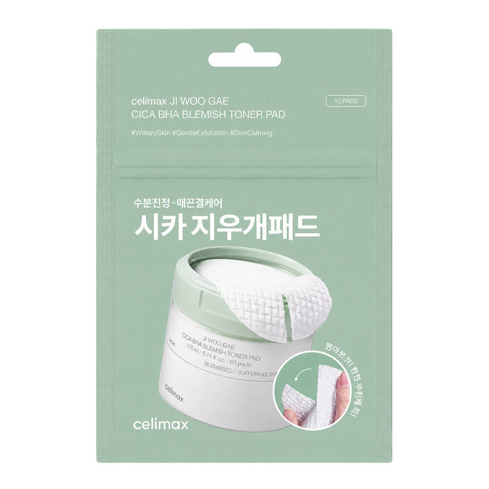 Пилинг-пэды от воспалений Celimax Ji Woo Gae Cica BHA Blemish Toner Pad 10 шт