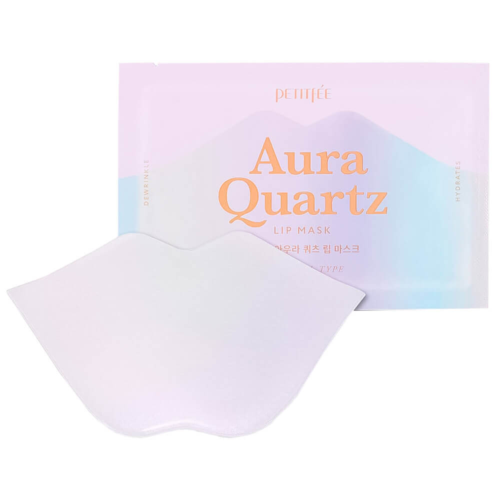 Гидрогелевая разглаживающая маска для губ с жемчужной пудрой Petitfee Aura Quartz Lip Mask