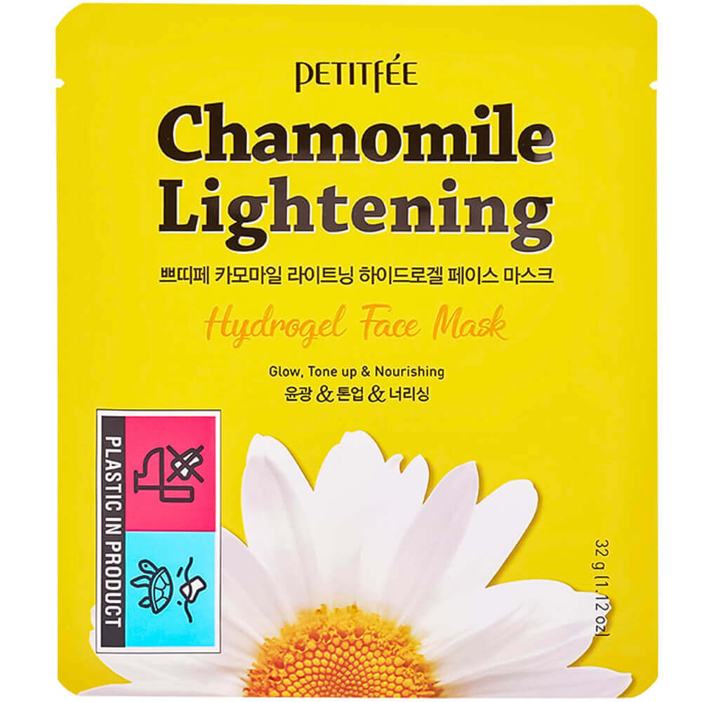 Успокаивающая гидрогелевая маска с экстрактом ромашки Petitfee Chamomile Lightening Hydrogel Mask