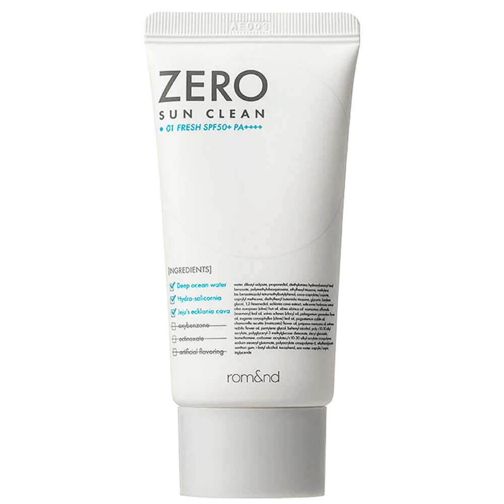 Лёгкий освежающий солнцезащитный крем rom&nd Zero Sun Clean 01.Fresh SPF50+ PA++++